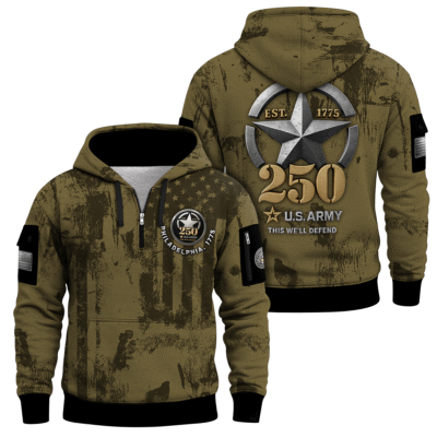 US ARMY 250TH Years Of Service Quarter Zip Hoodie