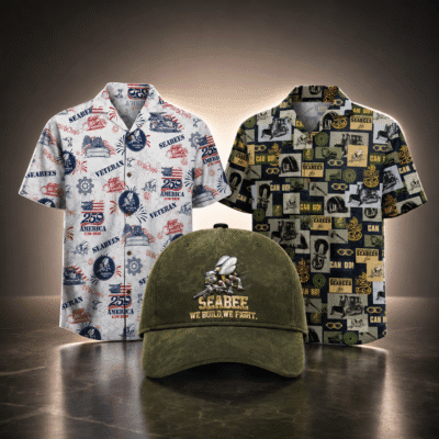 US NAVY SEABEES 2 Hawaiian + 1 Cap Bundle