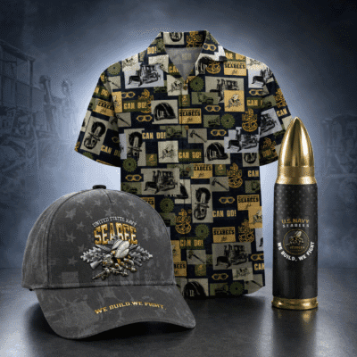 US NAVY SEABEES 1 Hawaiian + 1 Cap + 1 Tumbler Bundle