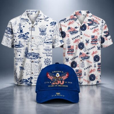 US NAVY 2 Hawaiian + 1 Cap Bundle