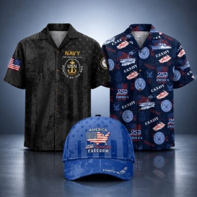 US NAVY 2 Hawaiian + 1 Cap Bundle