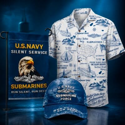 US NAVY SUBMARINE Hawaiian Shirt + Cap + Flag Bundle