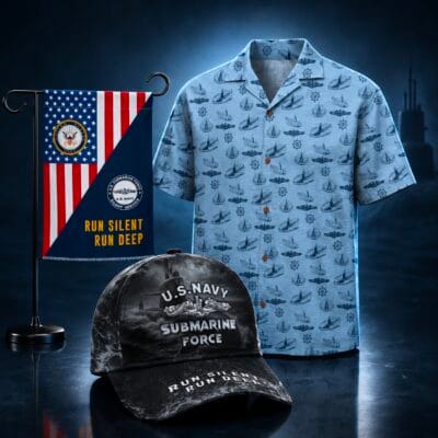 US NAVY SUBMARINE Hawaiian Shirt + Cap + Flag Bundle