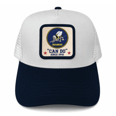 United States Navy Seabees - Leather Mesh Back Trucker Cap