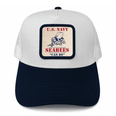 United States Navy Seabees - Leather Mesh Back Trucker Cap