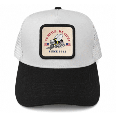 United States Navy Seabees - Leather Mesh Back Trucker Cap