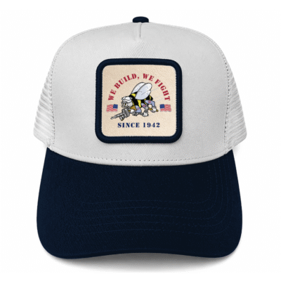 United States Navy Seabees - Leather Mesh Back Trucker Cap