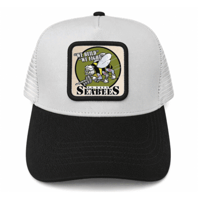 United States Navy Seabees - Leather Mesh Back Trucker Cap