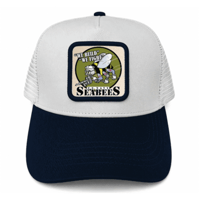 United States Navy Seabees - Leather Mesh Back Trucker Cap