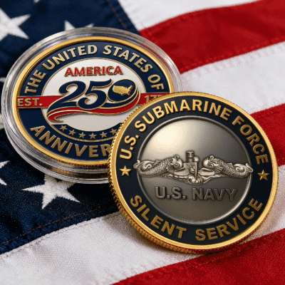 US Navy Submarine - America 250th Commemorative Keepsake Coin 2 Side