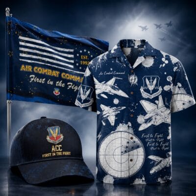 US AIR FORCE AIR COMBAT COMMAND (ACC) 1 Hawaiian + 1 Cap + 1 Branch Flag Bundle
