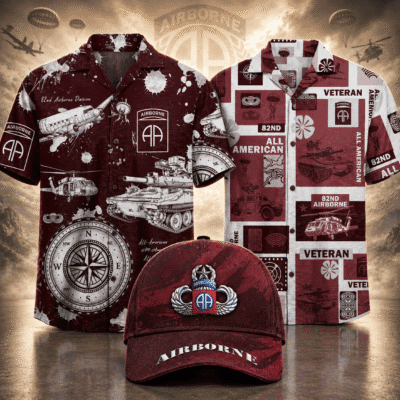 US ARMY 82ND AIRBORNE DIVISION 2 Hawaiian + 1 Cap Bundle