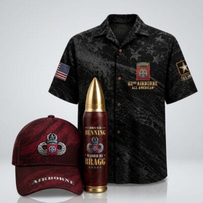 US ARMY 82ND AIRBORNE DIVISION 1 Hawaiian + 1 Cap + 1 Tumbler Bundle