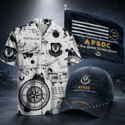 US AIR FORCE SPECIAL OPS (AFSOC) 1 Hawaiian + 1 Cap + 1 Branch Flag Bundle