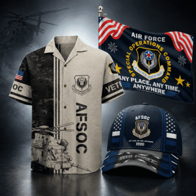 US AIR FORCE SPECIAL OPS (AFSOC) 1 Hawaiian + 1 Cap + 1 Branch Flag Bundle