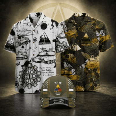 US ARMY 1ST ARMORED DIVISION 2 Hawaiian + 1 Cap Bundle