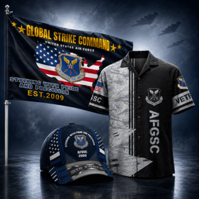 US AIR FORCE GLOBAL STRIKE COMMAND (AFGSC) 1 Hawaiian + 1 Cap + 1 Branch Flag Bundle