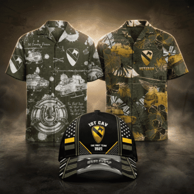 US ARMY 1ST CAVALRY DIVISION 2 Hawaiian + 1 Cap Bundle