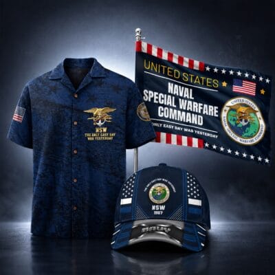 US NAVY NAVAL SPECIAL WARFARE (NSW) 1 Hawaiian + 1 Cap + 1 Branch Flag Bundle