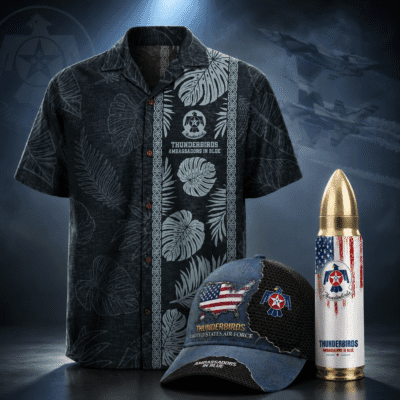 US AIR FORCE THUNDERBIRDS 1 Hawaiian + 1 Cap + 1 Tumbler Bundle