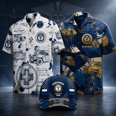 US NAVY CORPSMAN 2 Hawaiian + 1 Cap Bundle