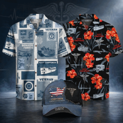 US NAVY CORPSMAN 2 Hawaiian + 1 Cap Bundle