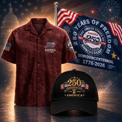AMERICA 250 1 Hawaiian + 1 Cap + 1 Flag Bundle