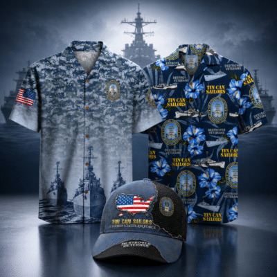 US NAVY TIN CAN SAILORS 2 Hawaiian + 1 Cap Bundle