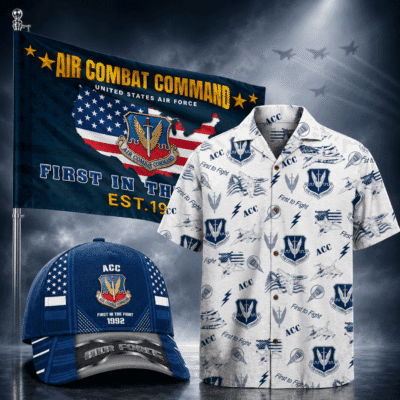 US AIR FORCE AIR COMBAT COMMAND (ACC) 1 Hawaiian + 1 Cap + 1 Branch Flag Bundle