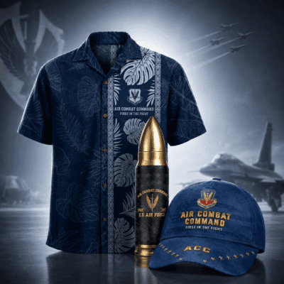 US AIR FORCE AIR COMBAT COMMAND (ACC) 1 Hawaiian + 1 Cap + 1 Tumbler Bundle
