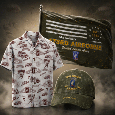 US ARMY 173RD AIRBORNE DIVISION 1 Hawaiian + 1 Cap + 1 Branch Flag Bundle