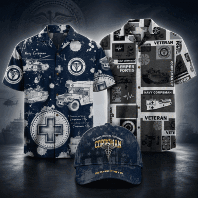 US NAVY CORPSMAN 2 Hawaiian + 1 Cap Bundle