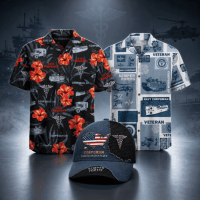 US NAVY CORPSMAN 2 Hawaiian + 1 Cap Bundle