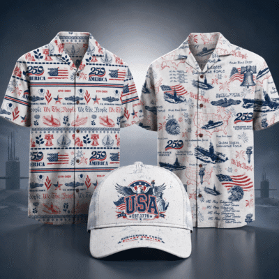 US NAVY SUBMARINE 2 Hawaiian + 1 Cap Bundle