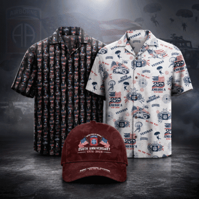US ARMY 82ND AIRBORNE DIVISION 2 Hawaiian + 1 Cap Bundle