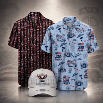 US ARMY 82ND AIRBORNE DIVISION 2 Hawaiian + 1 Cap Bundle
