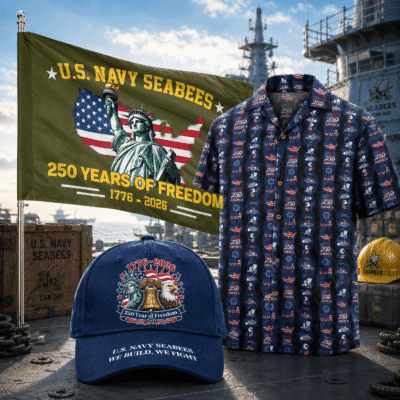 US NAVY SEABEES 1 Hawaiian + 1 Cap + 1 Flag Bundle
