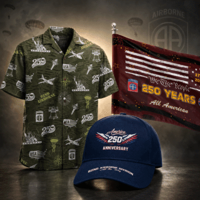 US ARMY 82ND AIRBORNE DIVISION 1 Hawaiian + 1 Cap + 1 Flag Bundle