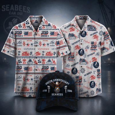 US NAVY SEABEES 2 Hawaiian + 1 Cap Bundle