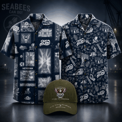 US NAVY SEABEES 2 Hawaiian + 1 Cap Bundle