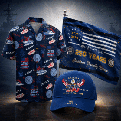 US NAVY 1 Hawaiian + 1 Cap + 1 Flag Bundle