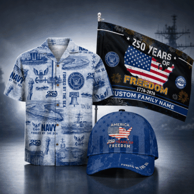 US NAVY 1 Hawaiian + 1 Cap + 1 Flag Bundle