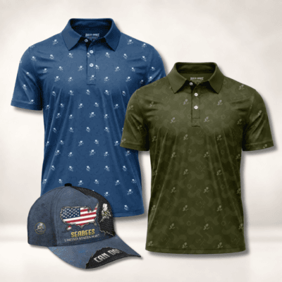 US NAVY SEABEES 2 Polo + 1 Cap Bundle