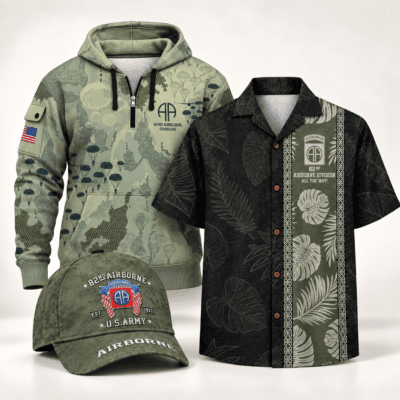 US ARMY 82ND AIRBORNE DIVISION 1 Quarter Zip + 1 Hawaii + 1 Cap Bundle