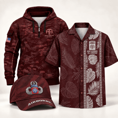 US ARMY 82ND AIRBORNE DIVISION 1 Quarter Zip + 1 Hawaii + 1 Cap Bundle