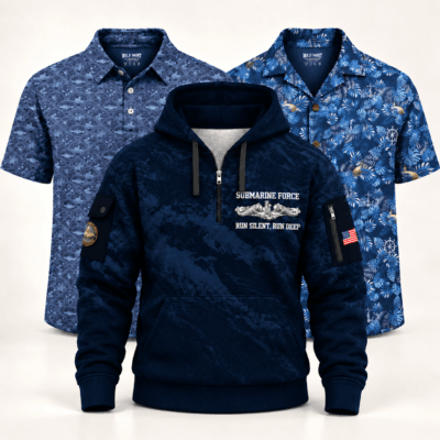 US NAVY SUBMARINE 1 Hawaiian + 1 Polo + 1 Quarter Zip Bundle