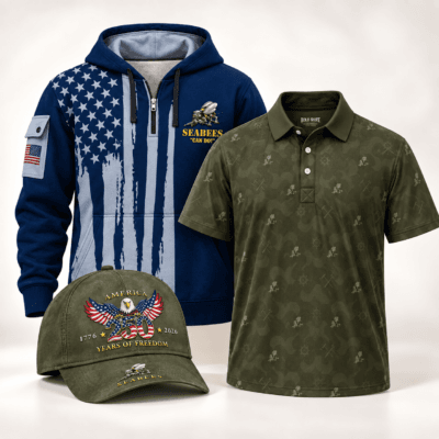 US NAVY SEABEES 1 Quarter Zip + 1 Polo + 1 Cap Bundle