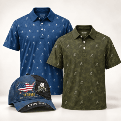 US NAVY SEABEES 2 Polo + 1 Cap Bundle