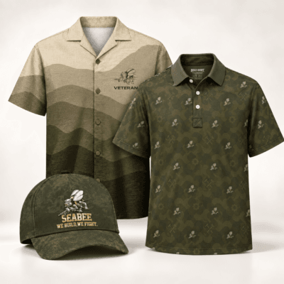 US NAVY SEABEES 1 Hawaiian + 1 Polo + 1 Cap Bundle