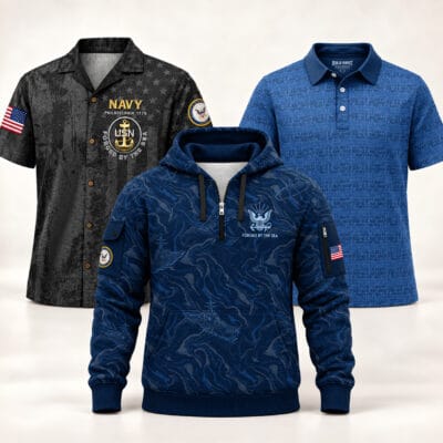 US NAVY Hawaiian + Polo + Quarter Zip Bundle